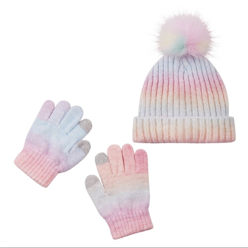 Andy & Evan Rainbow Knit Hat and Gloves Set for Kids